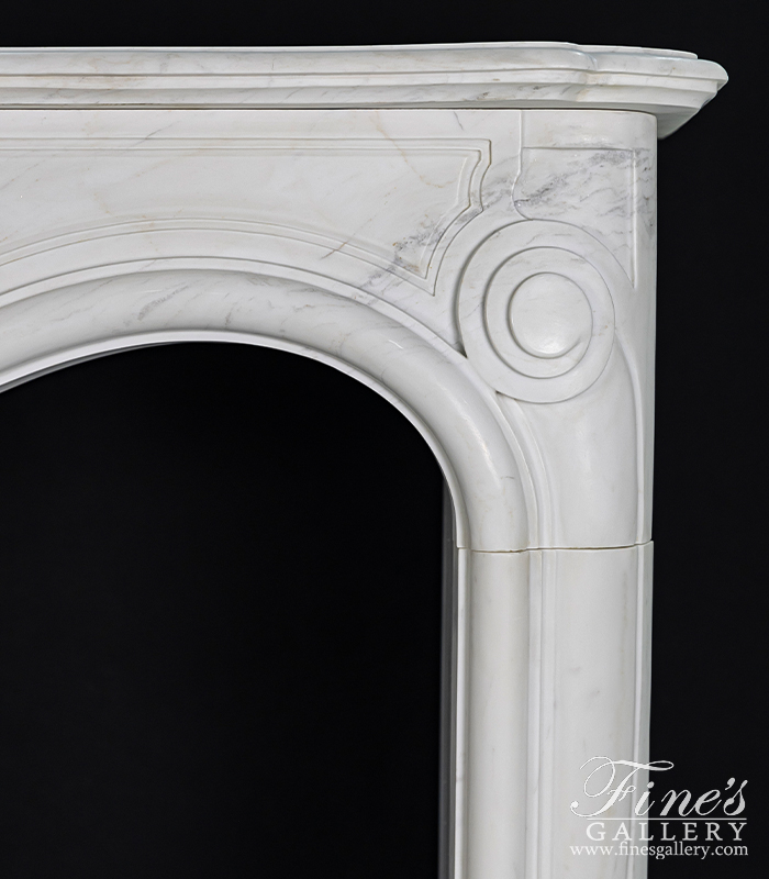 Marble Fireplaces  - Elegant Statuary White Marble Fireplace - MFP-2052